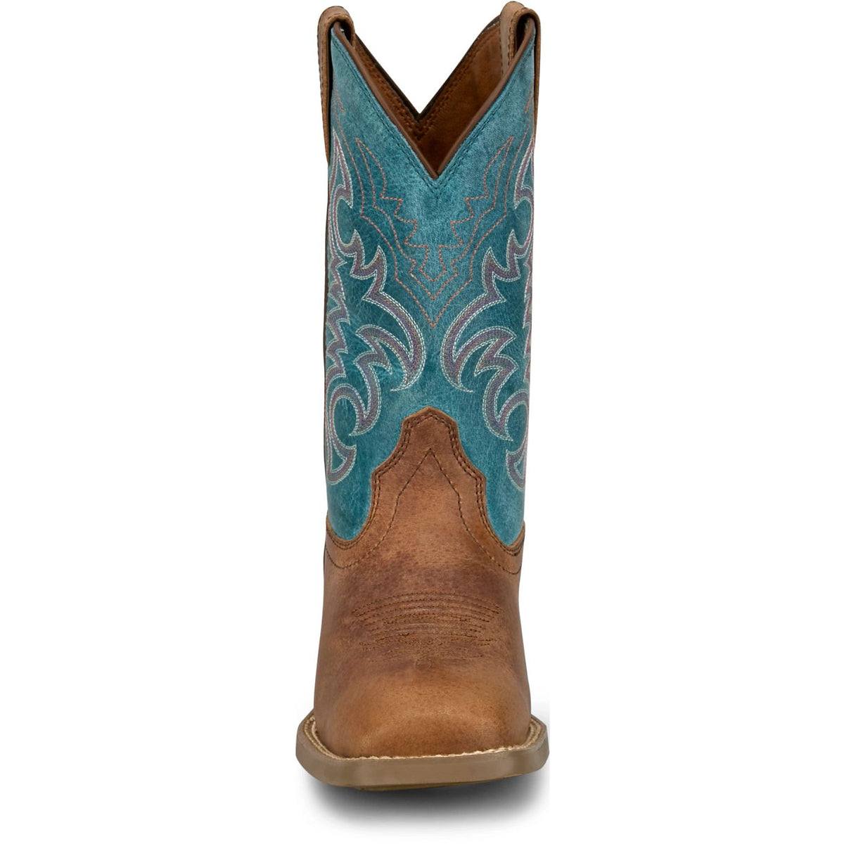 Justin Women's Della 11" Western Boot in Tan Brown/Blue
