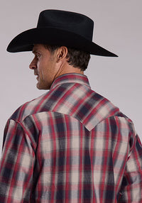 Stetson Men's Vintage Brushed Twill Flannel Snap Shirt in Red