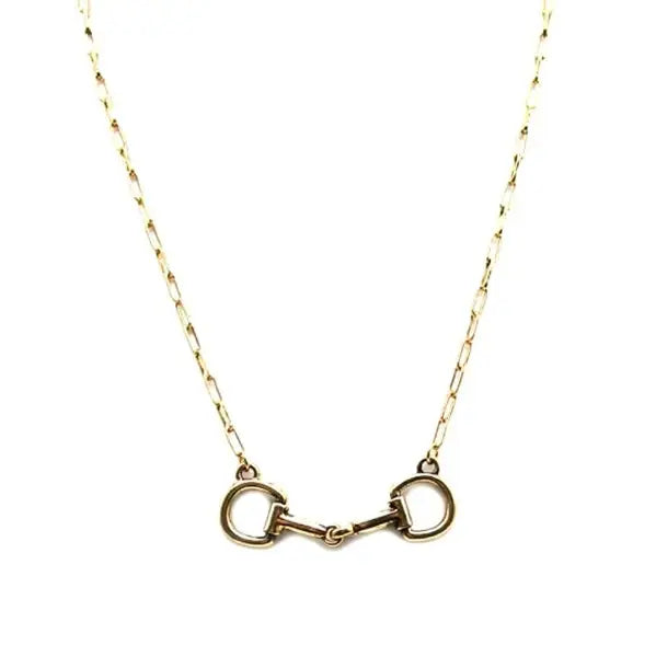 17" Western Snaffle Bit Pendant Necklace in Gold