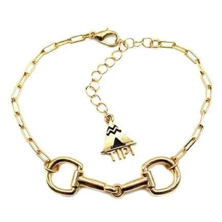 Western Snaffle Bit Chain Bracelet in Gold