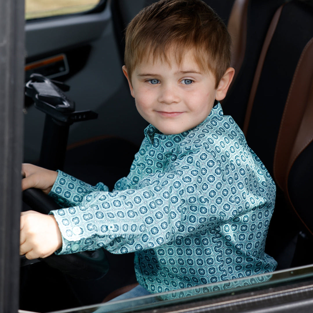Cinch Baby & Toddler Boy's L/S Button Down Western Shirt in Turquoise