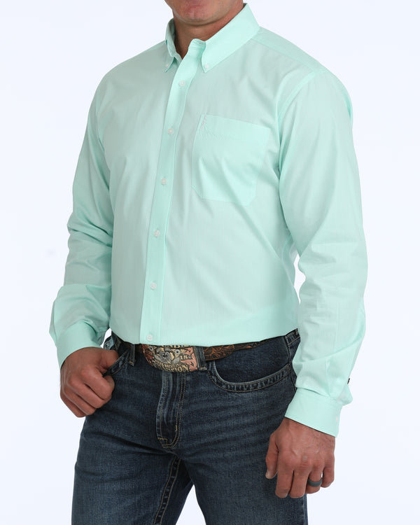 Cinch Men's L/S Solid Modern Fit Western Button Down Shirt in Turquoise