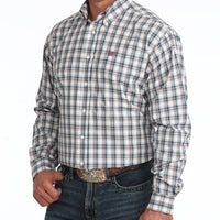Cinch Men's L/S Classic Fit Plaid Button Down Western Shirt in White