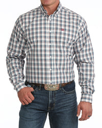 Cinch Men's L/S Classic Fit Plaid Button Down Western Shirt in White