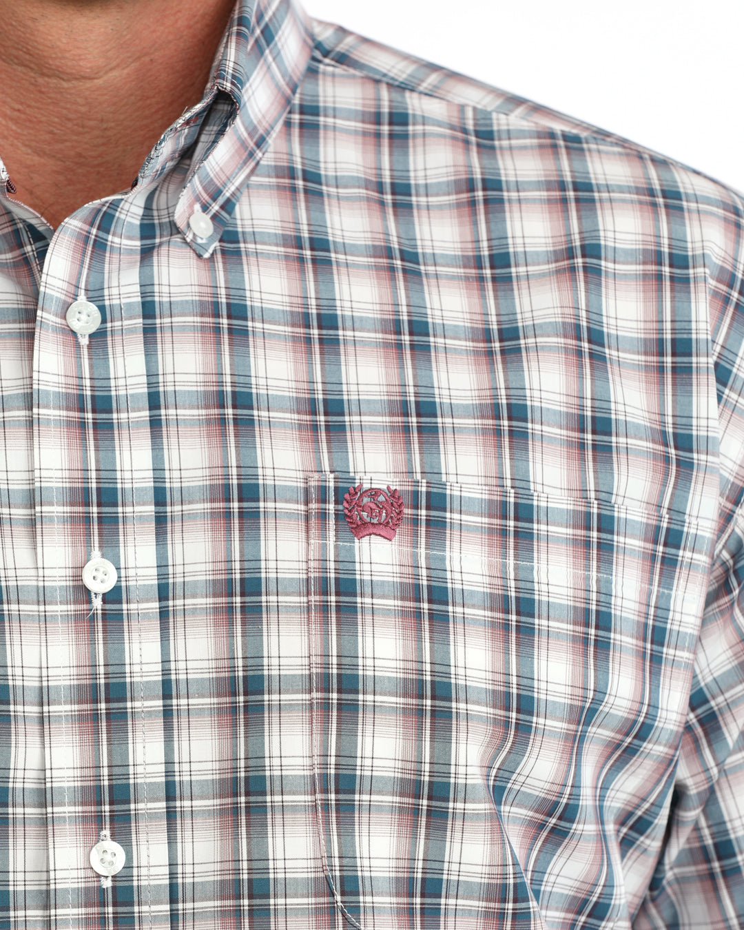 Cinch Men's L/S Classic Fit Plaid Button Down Western Shirt in White