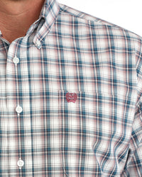 Cinch Men's L/S Classic Fit Plaid Button Down Western Shirt in White