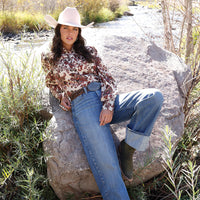 Cruel Women's L/S Floral Paisley Print Western Snap Shirt in Khaki