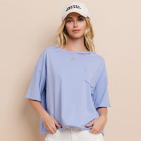 Women's Knit Cut Out Top in Periwinkle (Available in Regular and Plus Sizes)