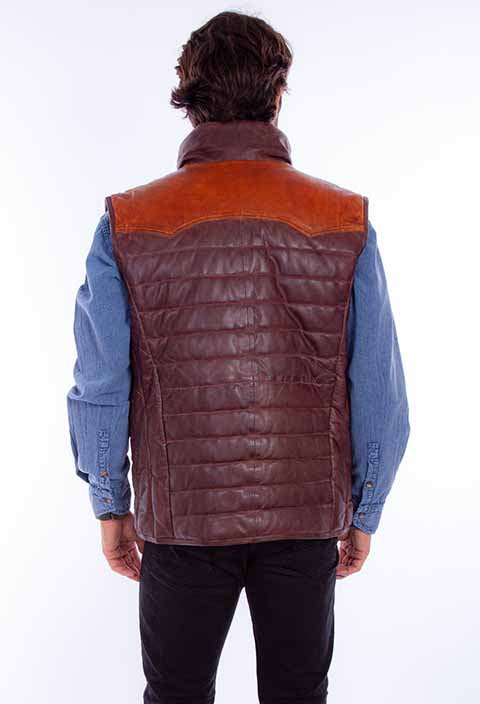Scully Men's Brown Leather Puffer Vest
