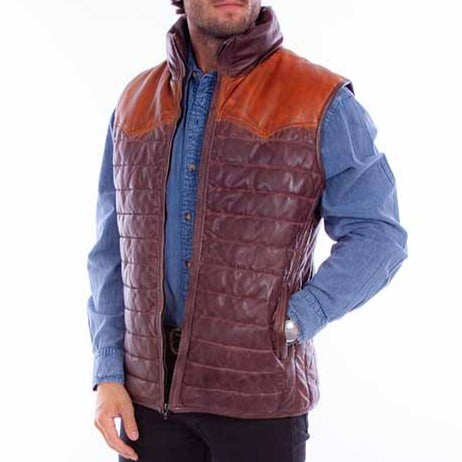 Scully Men's Brown Leather Puffer Vest