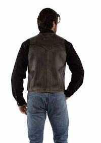Scully Men's Classic Leather Vest in Navy