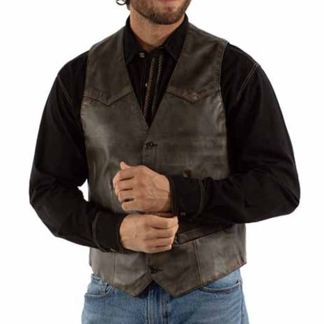 Scully Men's Classic Leather Vest in Brown