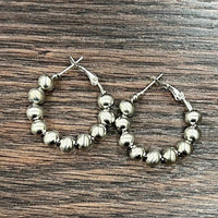Small 6mm Polished Silver Navajo Pearl Hoop Earrings
