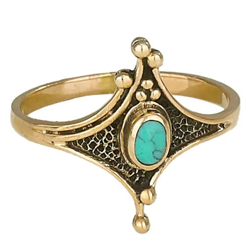 Oval Bronze and Turquoise Ring