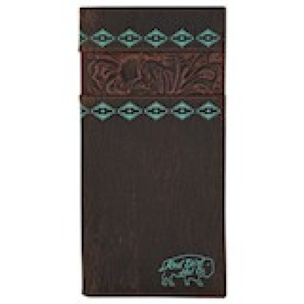 Red Dirt Hat Co. Floral Tooled Accent & Turquoise Design Brown Leather Rodeo Wallet