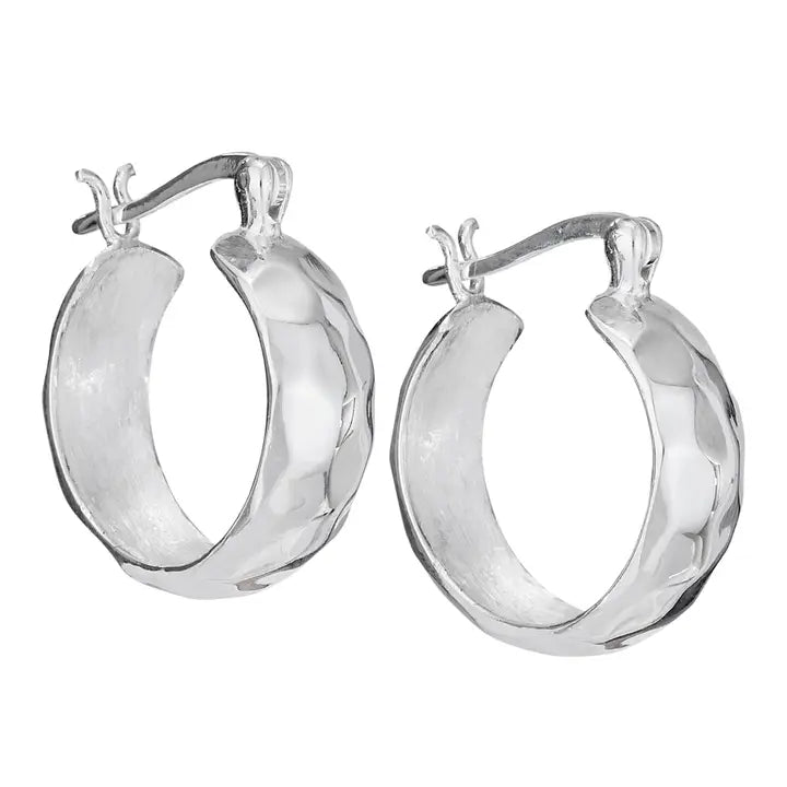 Hammered Sterling Silver Hoop Earrings