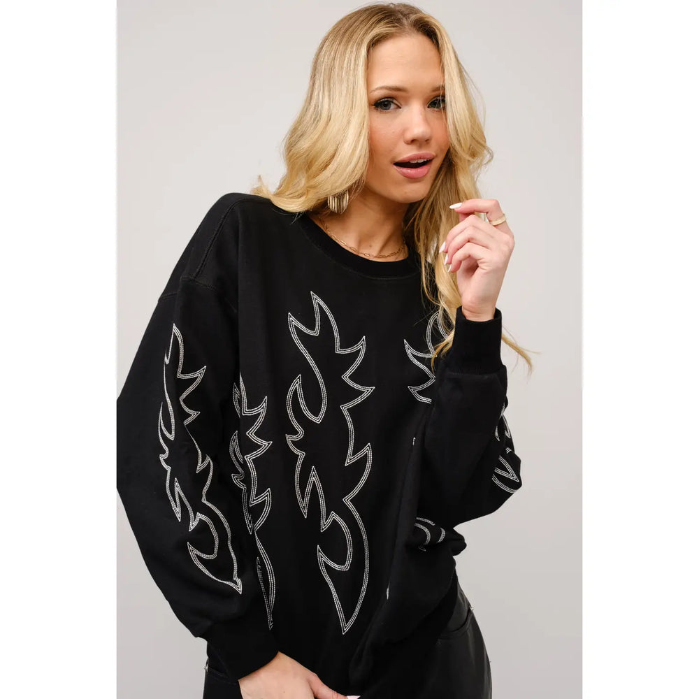 Women's Western Boot Stitch Sweatshirt in Black – Branded