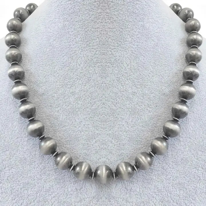 18" Silver Navajo Inspired Bead Necklace