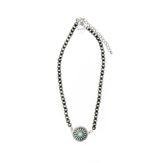 West & Co. Silver Navajo Inspired Pearl & Turquoise Concho Choker