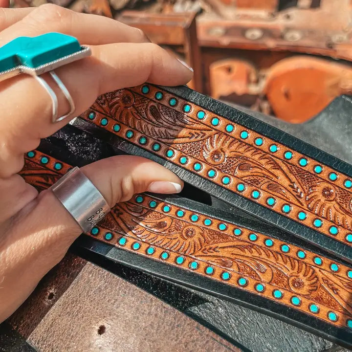 The Darlene Hand Tooled Leather Belt