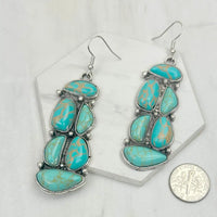 Rectangle Stone Cluster Drop Earrings (3 Colors Available)