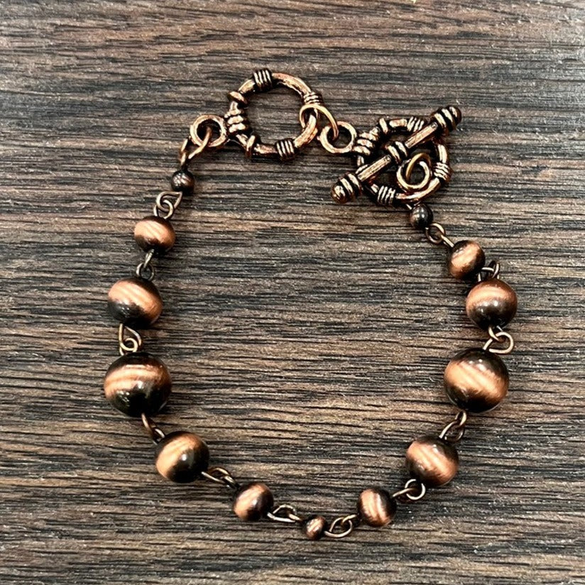 Copper Navajo Pearl Adjustable Bracelet