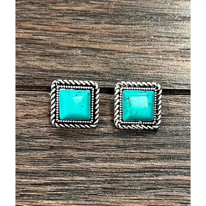 10mm Square Turquoise Stud Earrings