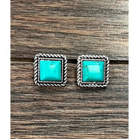 10mm Square Turquoise Stud Earrings