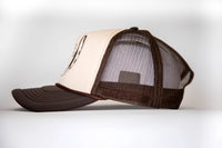 West & Co. Women's Social Club Foam Rope Trucker Hat in Brown & Tan