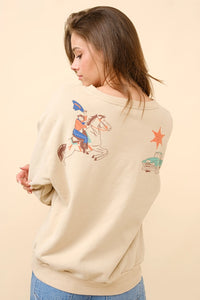 Women's Howdy Western Graphic Sweatshirt in Taupe