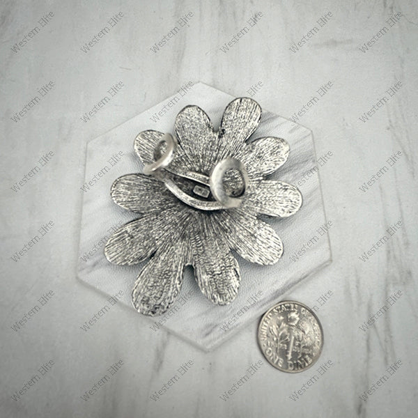 Orange Stone Flower Cluster Statement Ring
