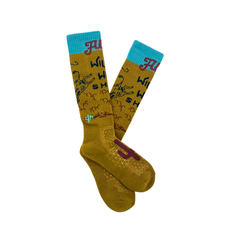 Lucky Chuck Women's Tan Cactus Alley Wild West Performance Socks