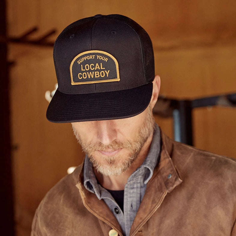 Cowboy Cool "Support Your Local Cowboy" Trucker Hat in Black