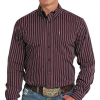 Cinch Men's L/S Modern Fit Purple Stripe Western Button Down Shirt