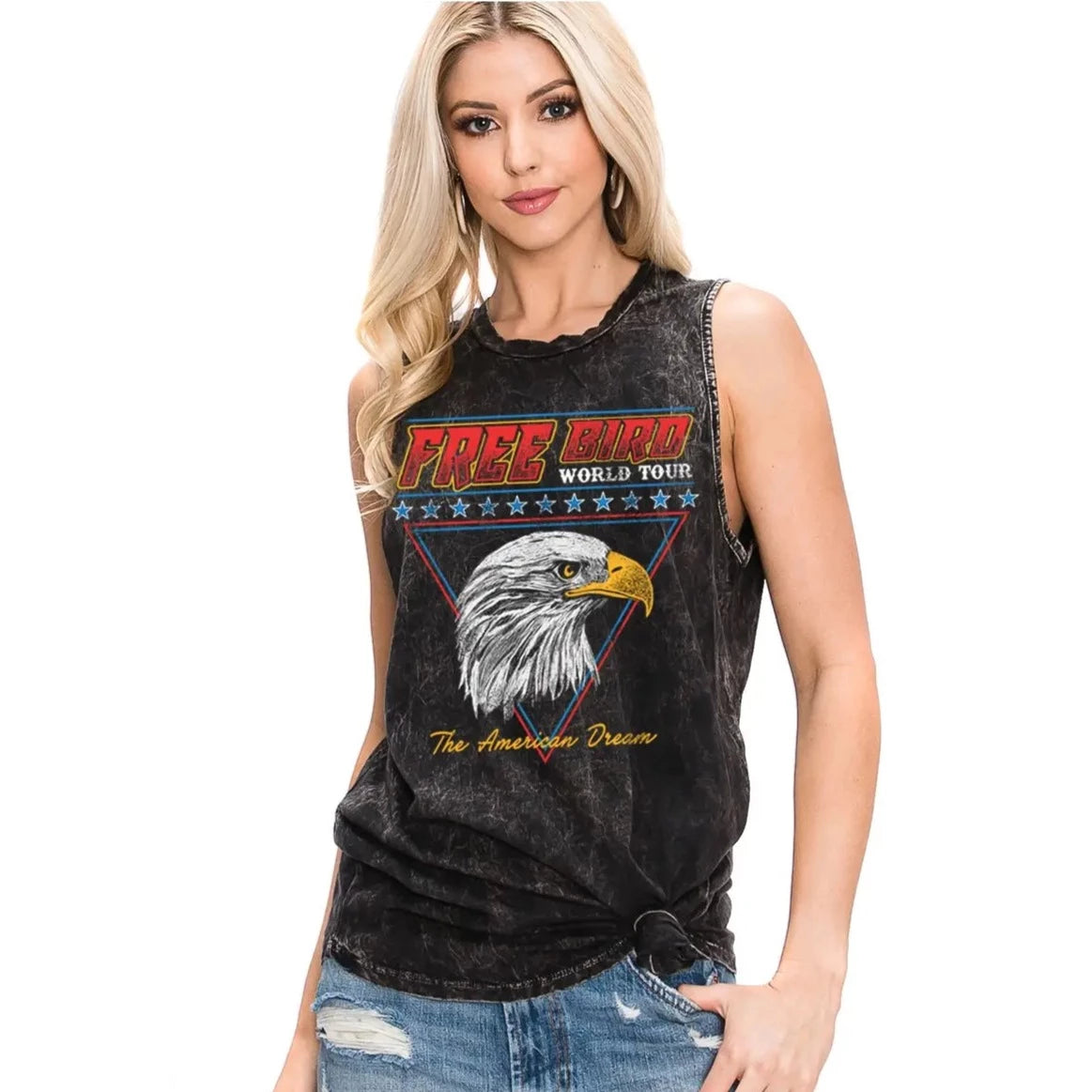 Women's "The American Dream" Mineral Washed Graphic Tank