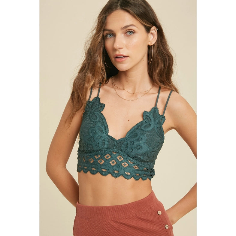 Double Strap Scalloped Lace Bralette (5 Colors Available)