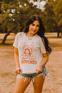 Women's Howdy B*tch Western Cowgirl Graphic Tee in Natural