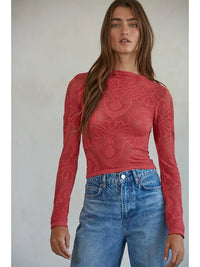 Women's L/S Knit Seamless Jacquard Mock Neck Top (Available in 2 Colors!)
