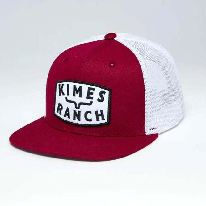 Kimes Ranch Roy Trucker Cap in Red & White