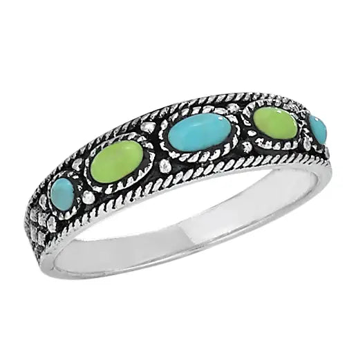 Blue Green Blue Sterling Silver Ring