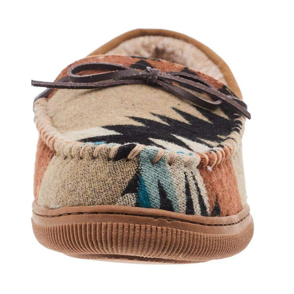 Twister Men's Milo Moccasin Slippers in Tan & Blue Aztec