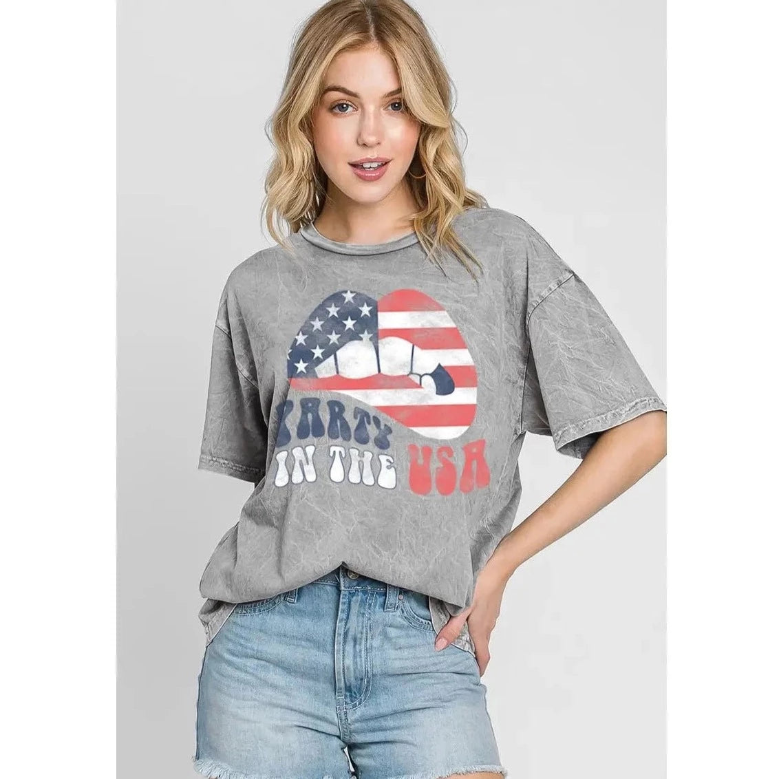 Women's Party in the USA Mineral Washed Graphic Tee