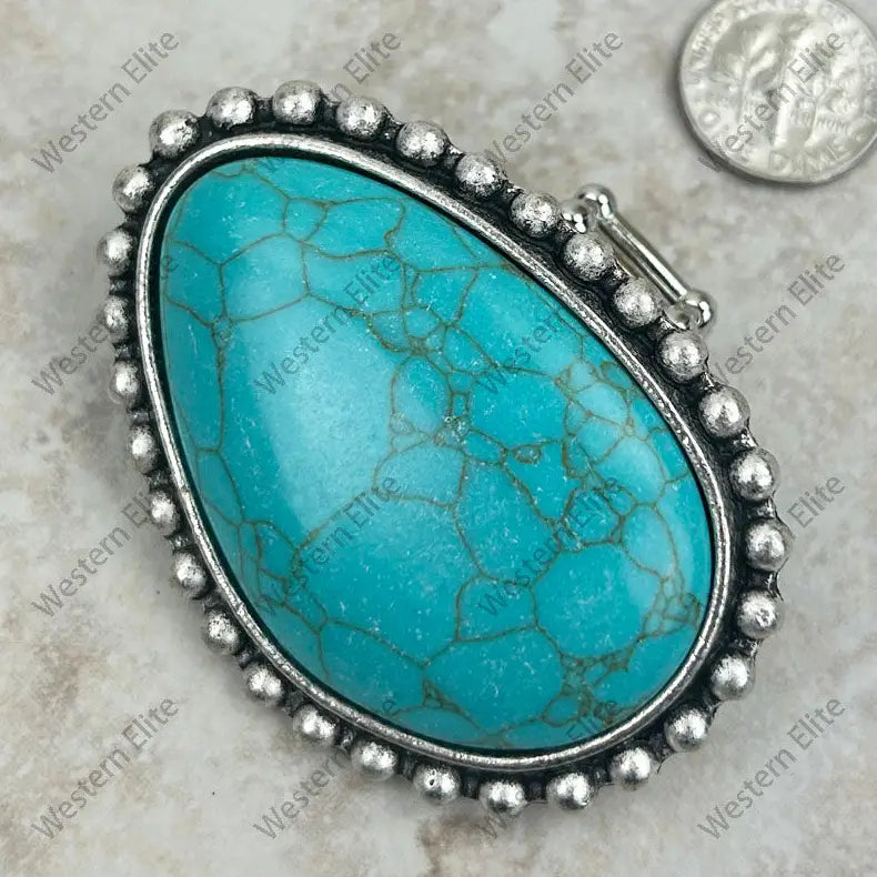 Large Turquoise Stone Statement Stretch Ring