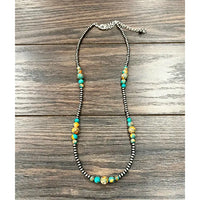 22" Handmade Navajo Inspired Clustered Gemstone Beaded Necklace