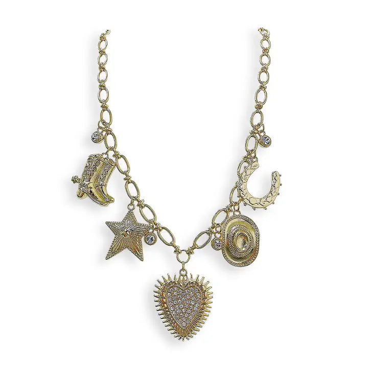 16" Gold Chunky Charm Necklace