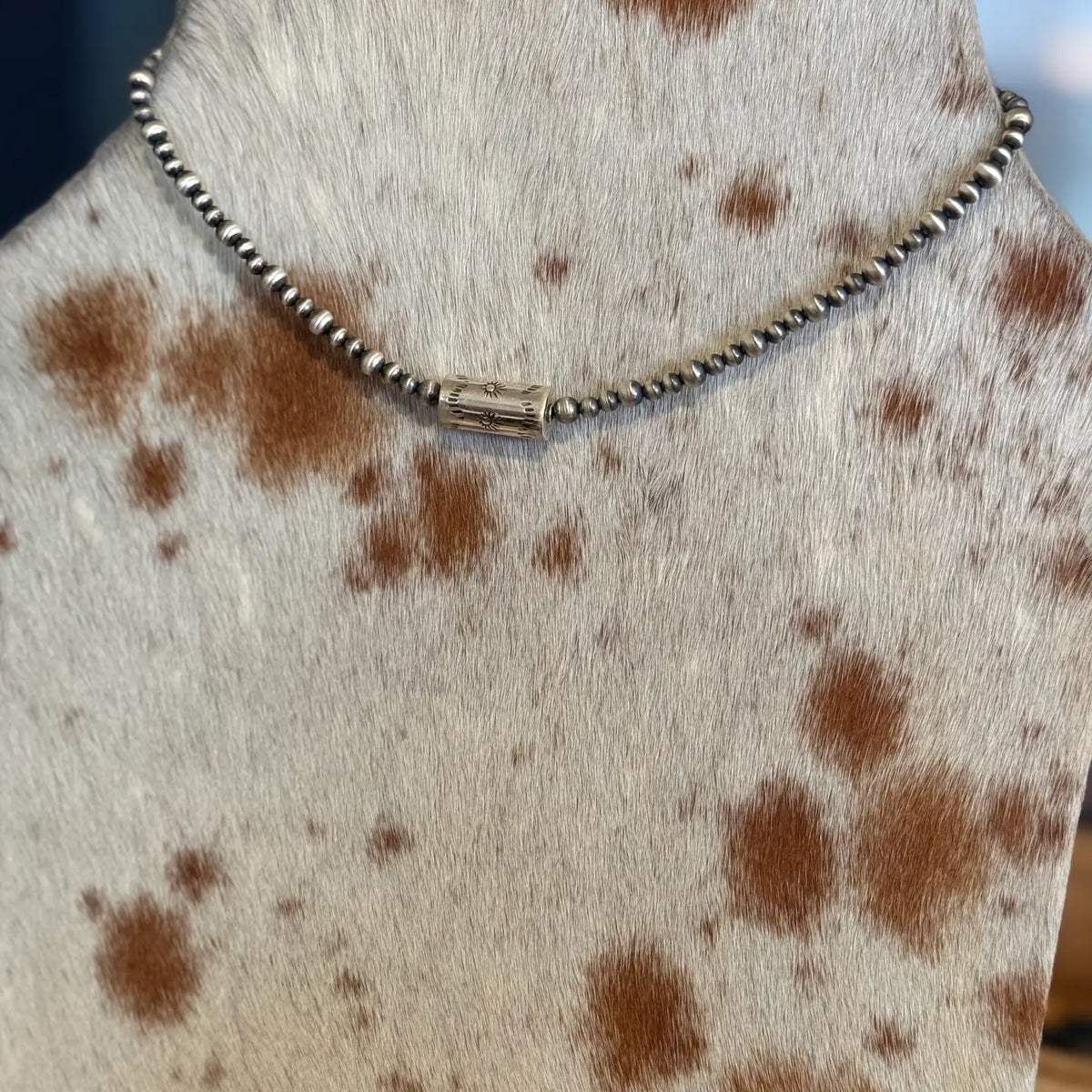 16" Sterling Pearl Barrel Bead Necklace