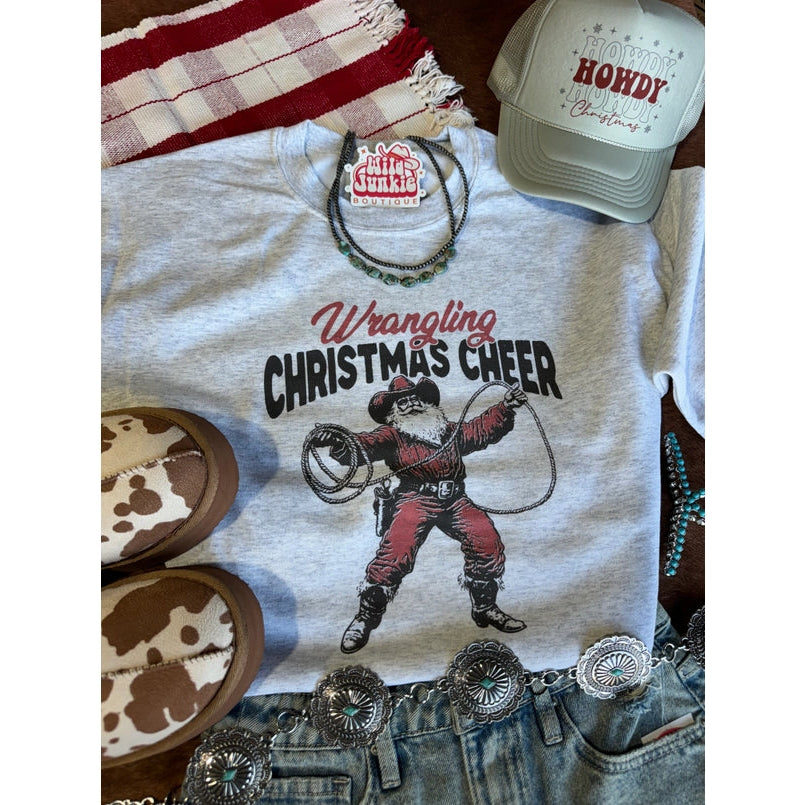 Women's Wrangling Christmas Cheer Graphic Sweatshirt in Ash
