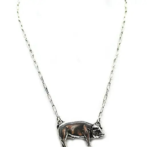 Western Pig Pendant Necklace