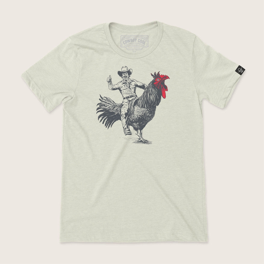 Cowboy Cool "Rooster Roundup" Graphic Tee in Heather Dust