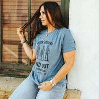 Women's "Buck Around And Find Out" Graphic Tee in Steel Blue